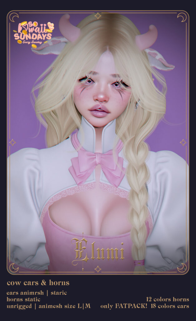 Cow Ears &amp; Horns Animesh Accessory	&lt;a href=&quot;http://maps.secondlife.com/secondlife/DLicious/27/34/1696&quot; target=&quot;_blank&quot;&gt;Teleport&lt;/a&gt;