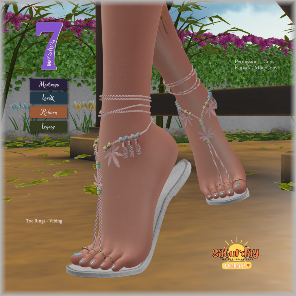 Hippydoodle Sandals - Legacy/Maitreya/Reborn/+mods	&lt;a href=&quot;http://maps.secondlife.com/secondlife/Leather%20and%20Lace/227/95/2201&quot; target=&quot;_blank&quot;&gt;Teleport&lt;/a&gt;