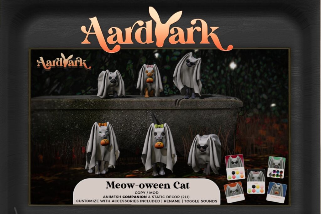 Meow-oween Cat Animesh Pet &amp; Decor, L$449 each/L$1799 FP