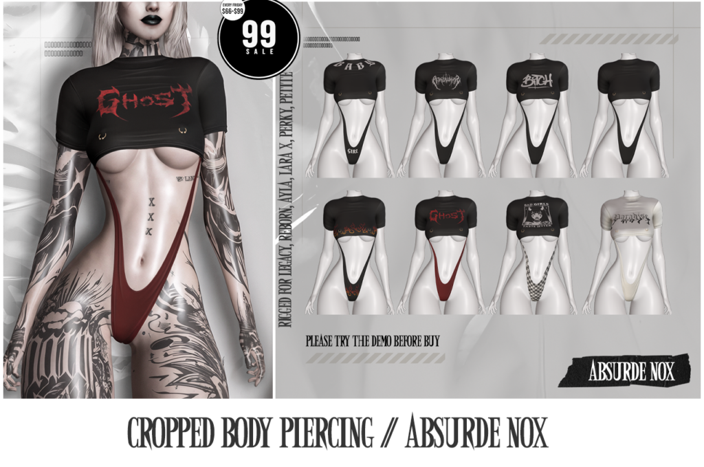 Cropped Body Piercing - Ayla/Legacy/MaitreyaX/Reborn/+mods	&lt;a href=&quot;http://maps.secondlife.com/secondlife/Forever%20Land/85/148/1799&quot; target=&quot;_blank&quot;&gt;Teleport&lt;/a&gt;