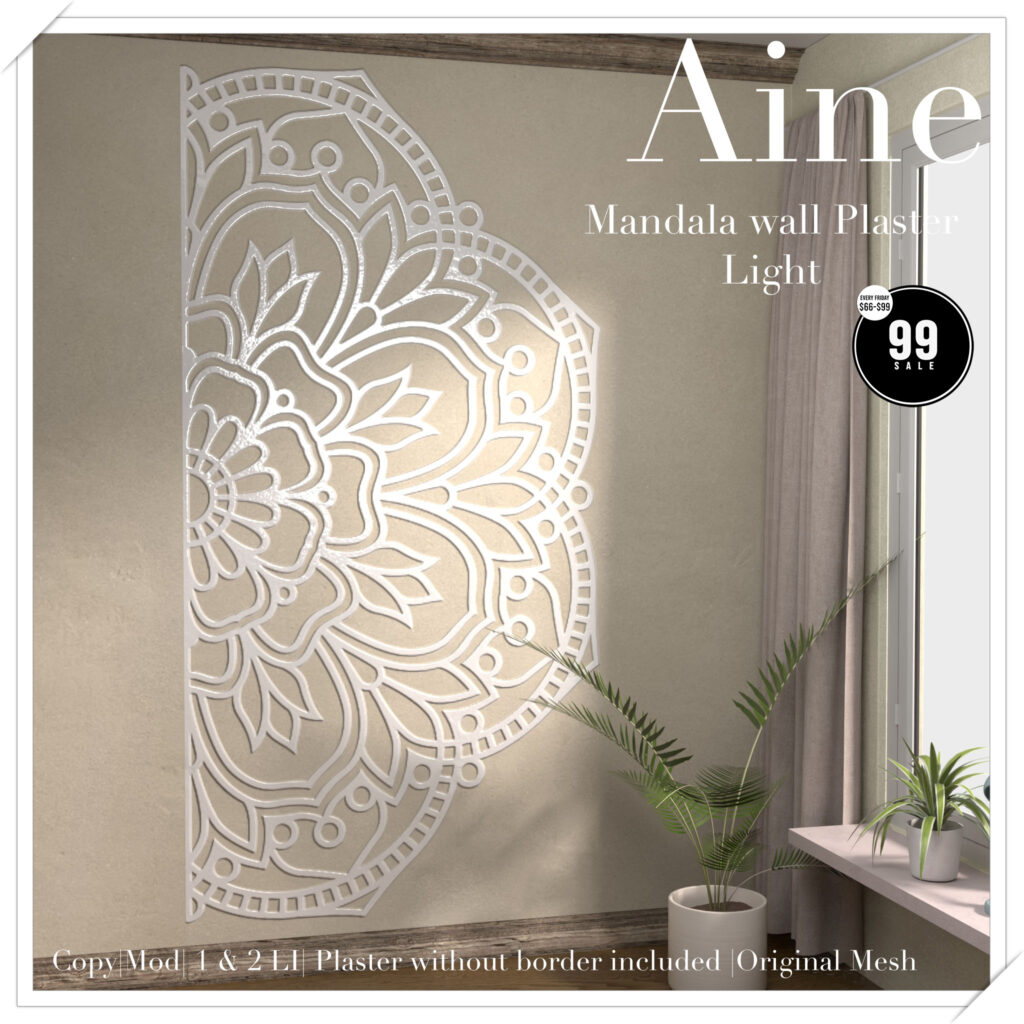 Mandala Wall Plaster Light Decor	&lt;a href=&quot;http://maps.secondlife.com/secondlife/Spirit%20Hills/128/228/22&quot; target=&quot;_blank&quot;&gt;Teleport&lt;/a&gt;