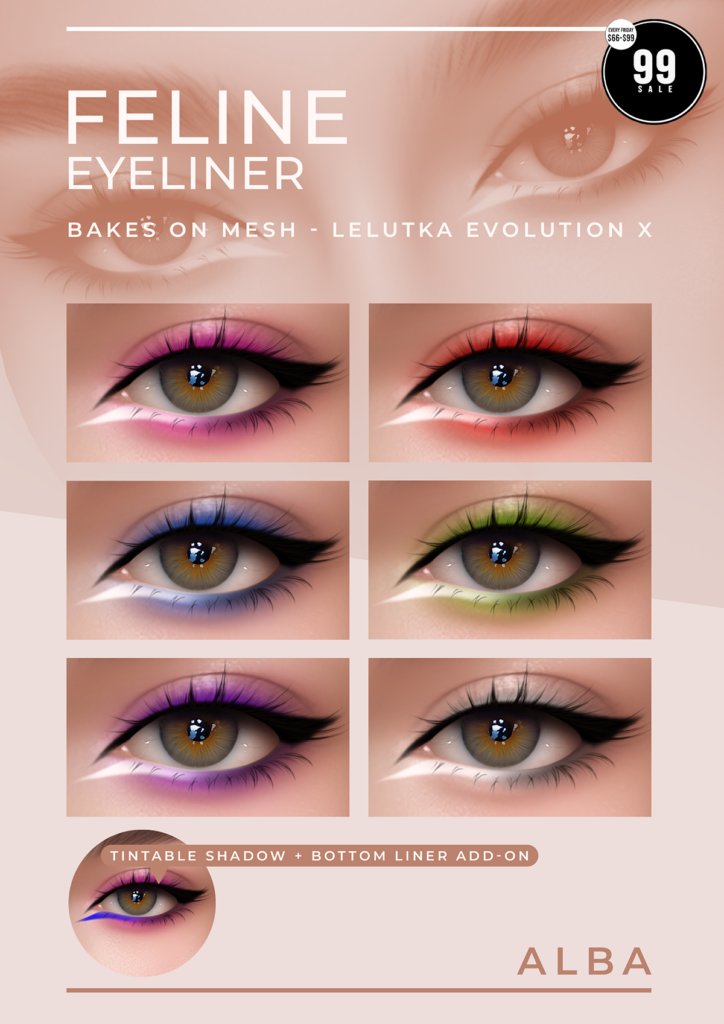 Feline Eyeliner - EvoX	&lt;a href=&quot;http://maps.secondlife.com/secondlife/AmCoz/200/144/2106&quot; target=&quot;_blank&quot;&gt;Teleport&lt;/a&gt;