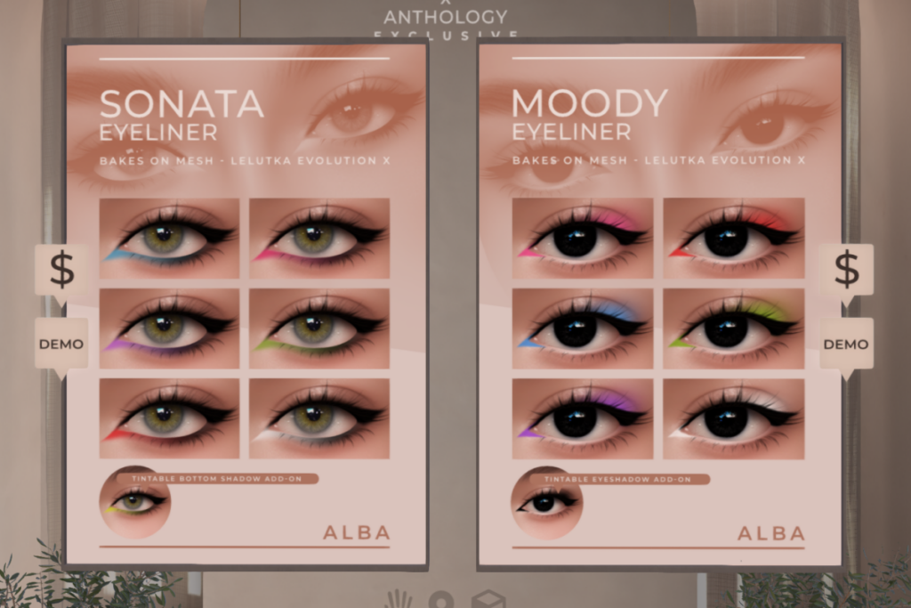 Sonata and Moody Eyeliner - EvoX, L$199 each