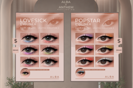Lovesick Eyeliner - Evo X, L$199 | Popstar Eyeliner - Evo X, $199
