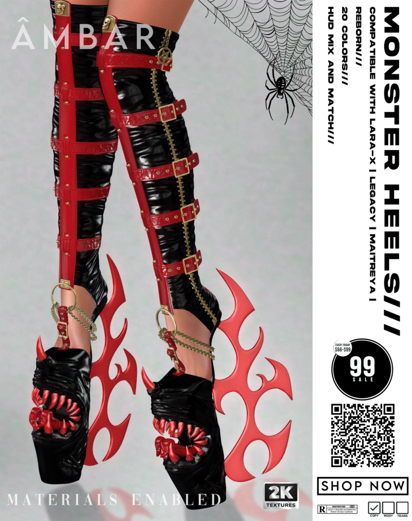 Monster Heels - Legacy/Maitreya/Reborn/+mods	&lt;a href=&quot;http://maps.secondlife.com/secondlife/Mellow%20Marina/148/68/21&quot; target=&quot;_blank&quot;&gt;Teleport&lt;/a&gt;