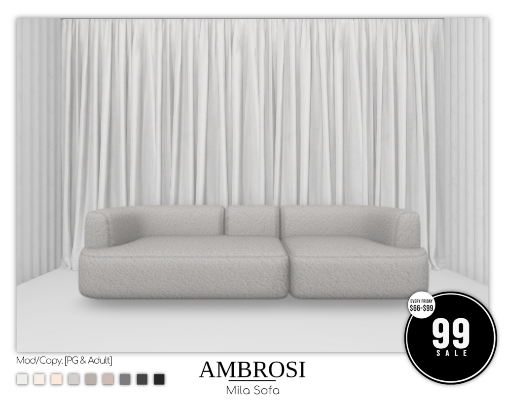 Mila Sofa	&lt;a href=&quot;http://maps.secondlife.com/secondlife/Segarra/68/8/3401&quot; target=&quot;_blank&quot;&gt;Teleport&lt;/a&gt;