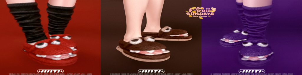 Always Fluffy Socks &amp; Slippers - see ad for fits	&lt;a href=&quot;http://maps.secondlife.com/secondlife/maya%20bay/44/159/1002&quot; target=&quot;_blank&quot;&gt;Teleport&lt;/a&gt;