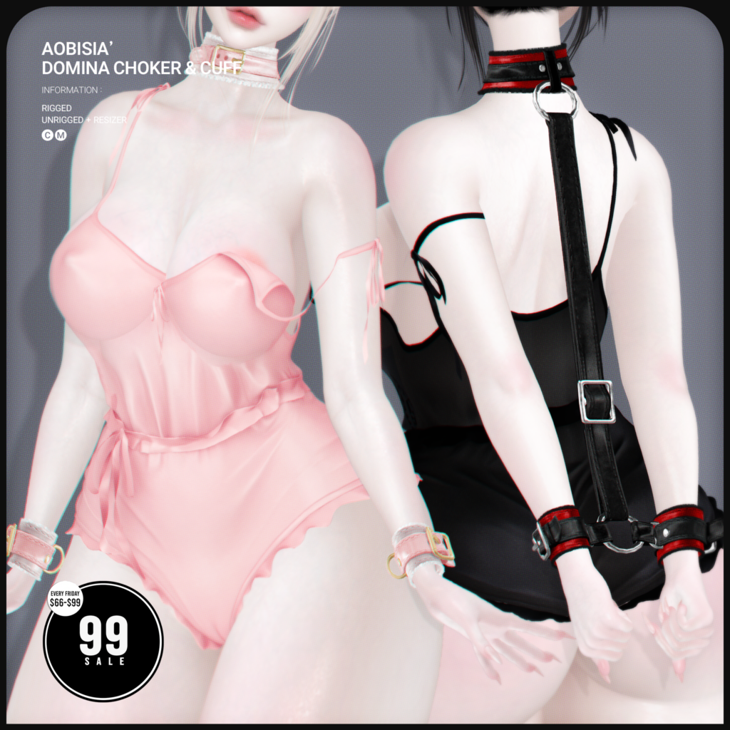 Domina Choker &amp; Cuffs - Rigged/Unrigged	&lt;a href=&quot;http://maps.secondlife.com/secondlife/Stay/88/219/850&quot; target=&quot;_blank&quot;&gt;Teleport&lt;/a&gt;