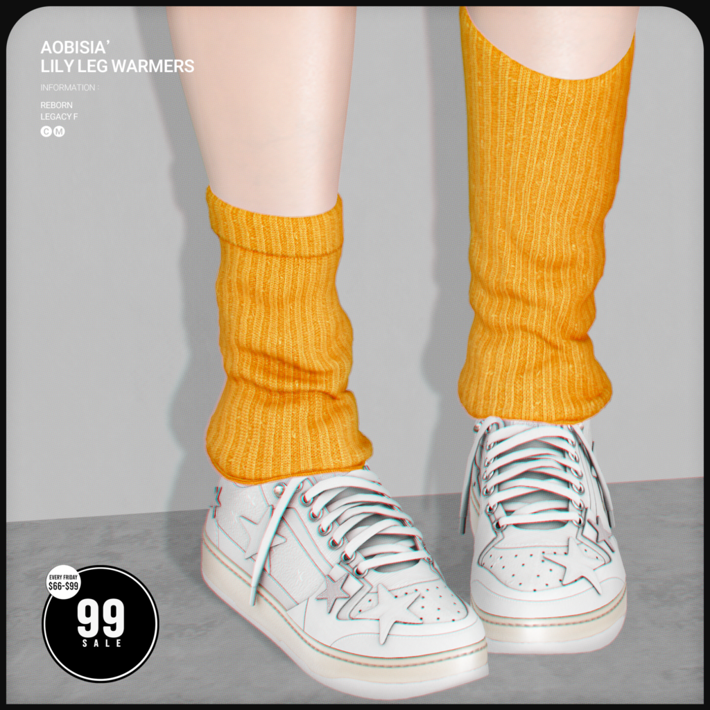 Lily Leg Warmers - Legacy/Reborn	&lt;a href=&quot;http://maps.secondlife.com/secondlife/Stay/88/219/850&quot; target=&quot;_blank&quot;&gt;Teleport&lt;/a&gt;