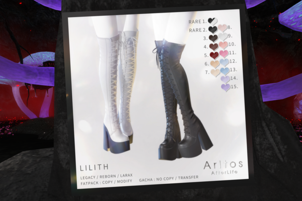 Lilith Boots - Legacy/MaitreyaX/Reborn, L$59 per play/L$599 FP