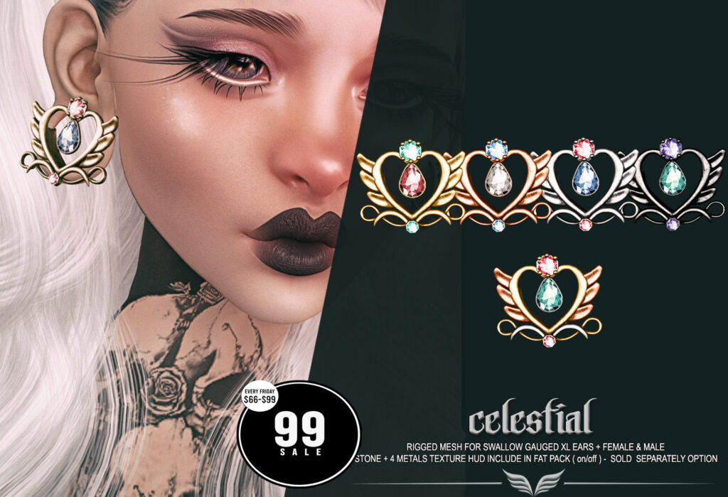 Celestial Earrings - Swallow Gauged Ears XL F+M	&lt;a href=&quot;http://maps.secondlife.com/secondlife/Amazing%20Dreams/52/206/2514&quot; target=&quot;_blank&quot;&gt;Teleport&lt;/a&gt;