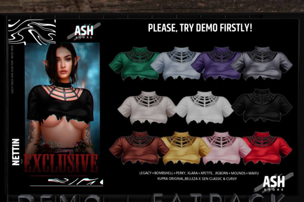 Nettin Top - GenX/Inithium/Legacy/MaitreyaX/Reborn/+mods, L$269 each/L$969 FP