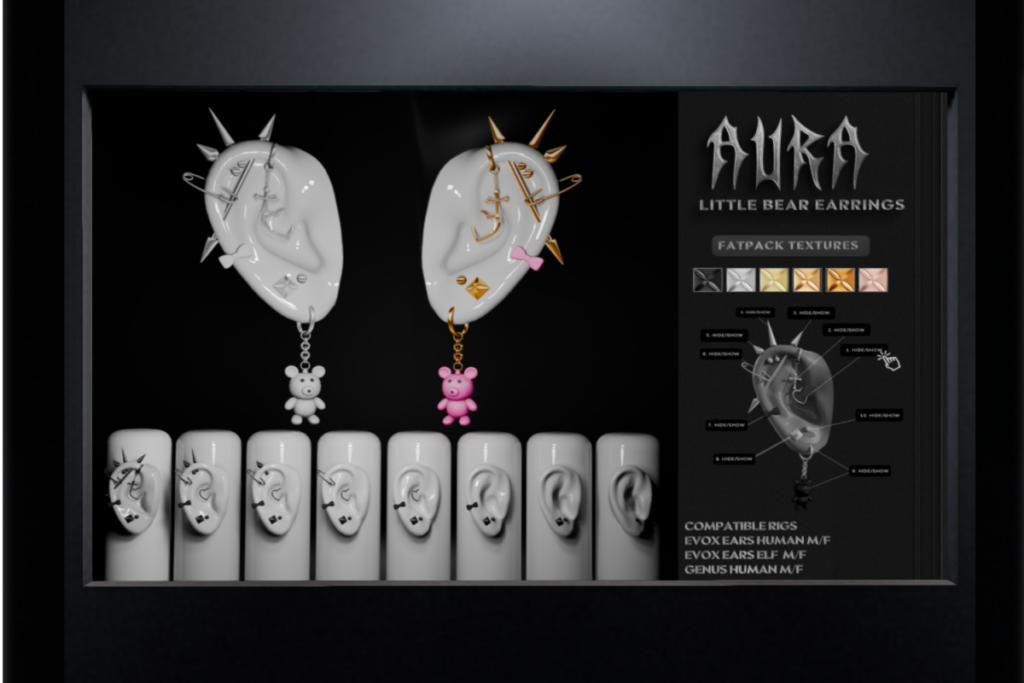 Little Bear Earrings - Genus/EvoX, L$220 each/L$850 FP