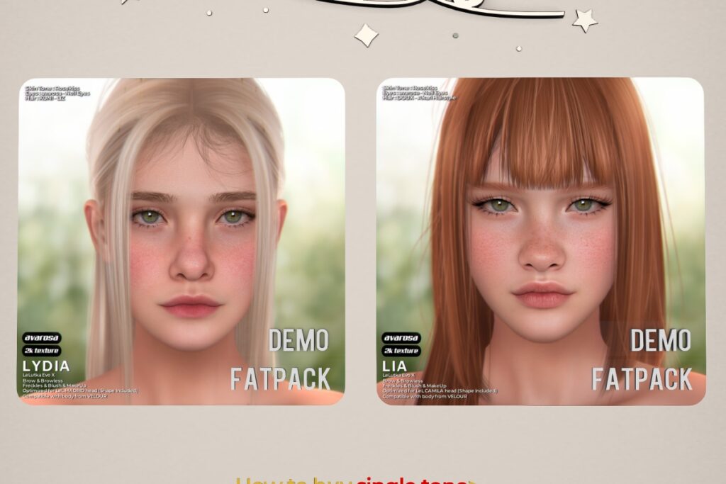 Lydia Skin &amp; Lia SKin - EvoX, L$599 each/L$1699 each FP