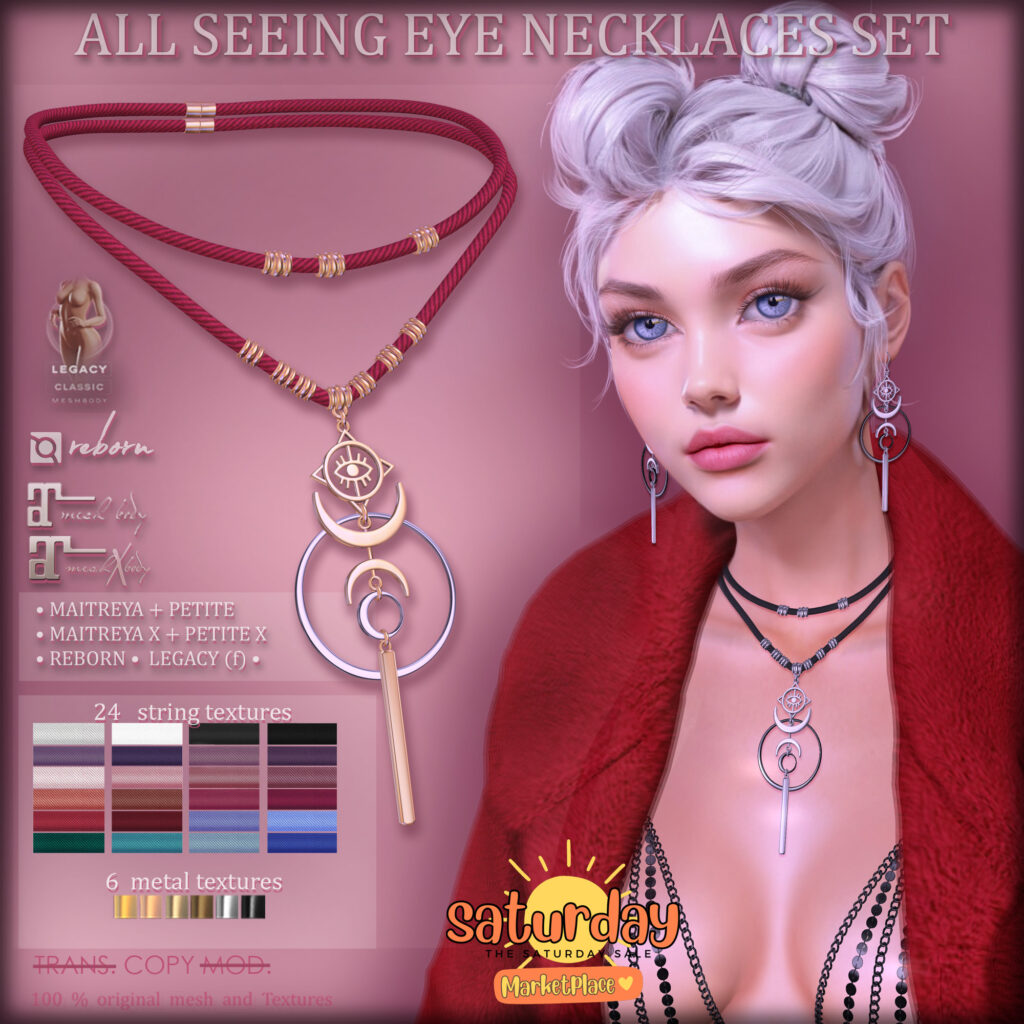 All Seeing Eye Necklaces Set - Legacy/Maitreya/Reborn/+mods	&lt;a href=&quot;https://tinyurl.com/mu7yasvk&quot; target=&quot;_blank&quot;&gt;Marketplace Link&lt;/a&gt;