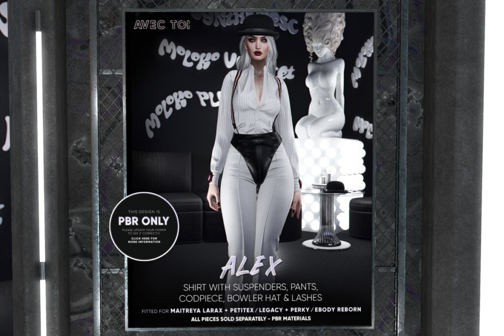 Alex Outfit - Legacy/MaitreyaX/Reborn/+mods, L$150-L$695 each/L$1000-L$1200 each FP/L$3440 MP