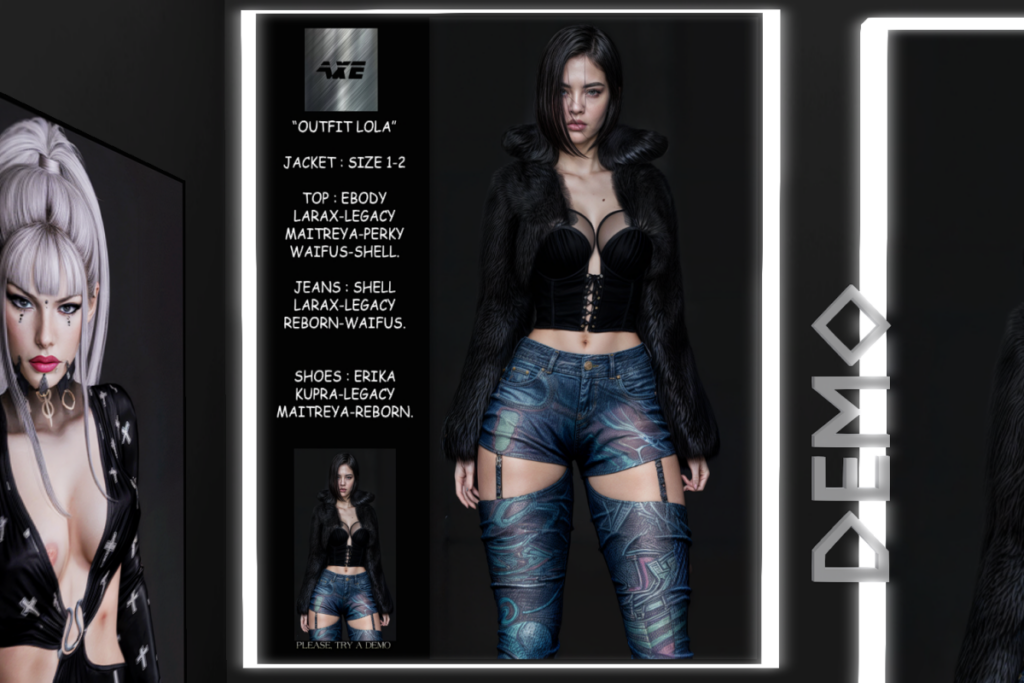 Lola Top &amp; Jeans - Legacy/Maitreya/Reborn/+mods, L$150 each | Bix Jacket - Rigged, L$150 each | Suelo Shoes - Erika/Inithium/Legacy/Maitreya/Reborn, L$150 each