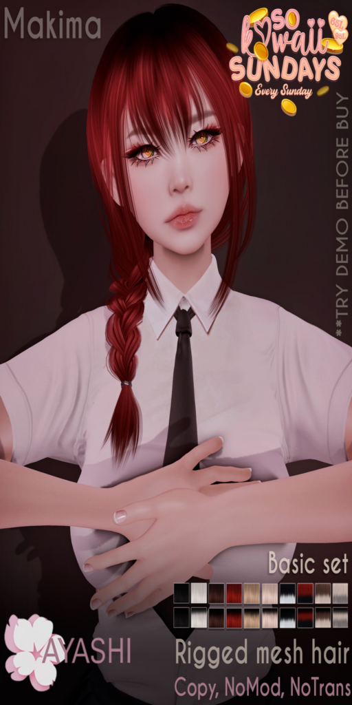 Makima Hairstyle	&lt;a href=&quot;http://maps.secondlife.com/secondlife/MagnetiS/191/128/10&quot; target=&quot;_blank&quot;&gt;Teleport&lt;/a&gt;