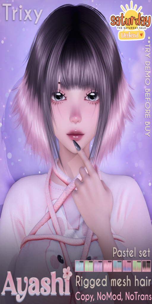 Trixy Hairstyle	&lt;a href=&quot;http://maps.secondlife.com/secondlife/MagnetiS/191/128/10&quot; target=&quot;_blank&quot;&gt;Teleport&lt;/a&gt;