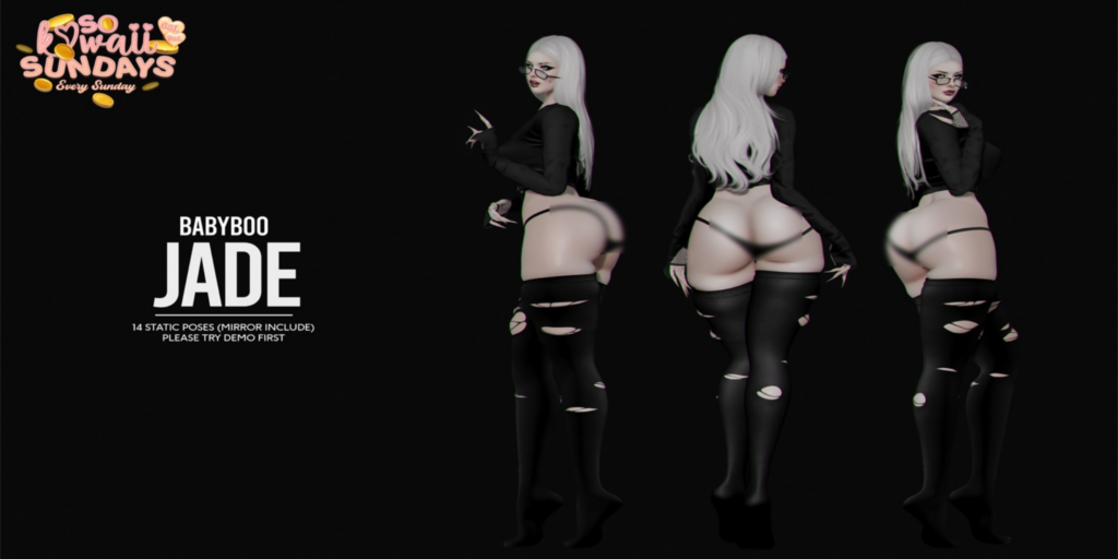 Jade Poses	&lt;a href=&quot;http://maps.secondlife.com/secondlife/Cult%20Grounds/16/23/1022&quot; target=&quot;_blank&quot;&gt;Teleport&lt;/a&gt;