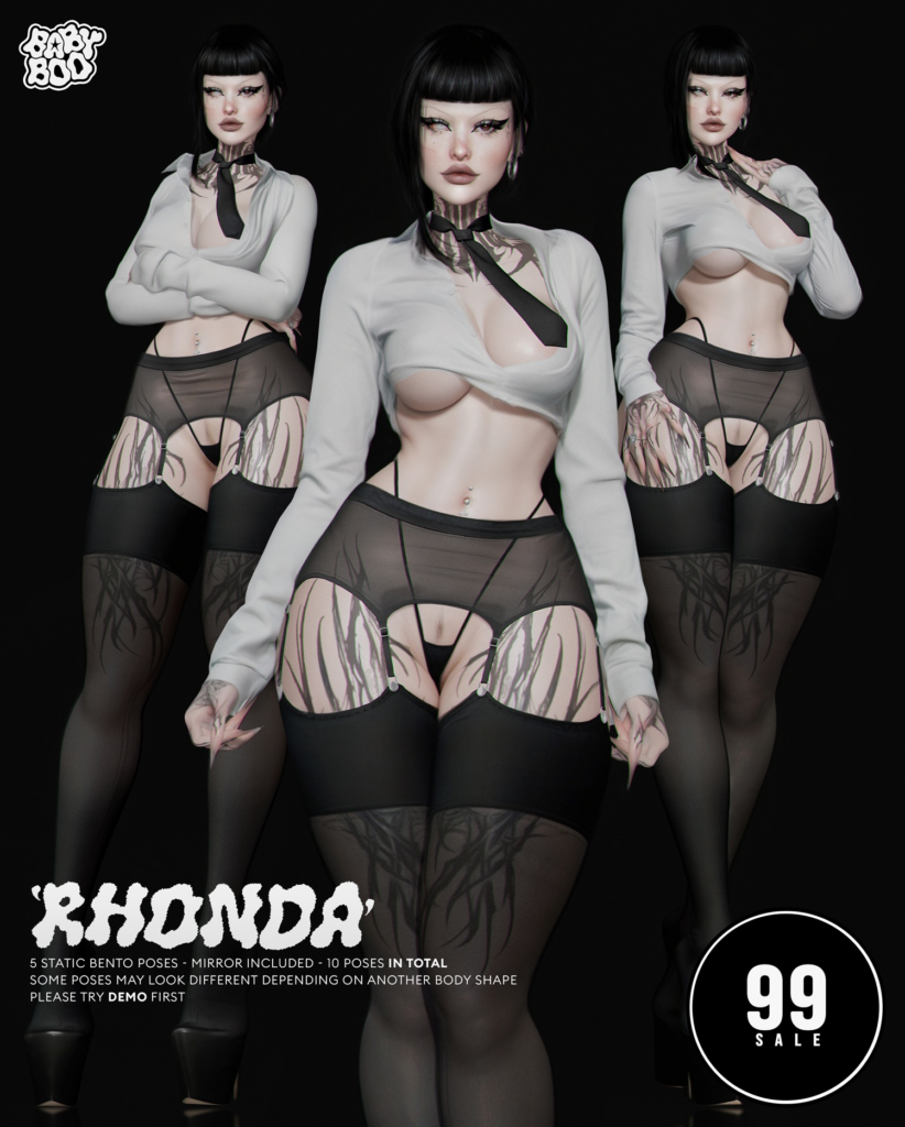 Rhonda Poses	&lt;a href=&quot;http://maps.secondlife.com/secondlife/Cult%20Grounds/16/23/1022&quot; target=&quot;_blank&quot;&gt;Teleport&lt;/a&gt;