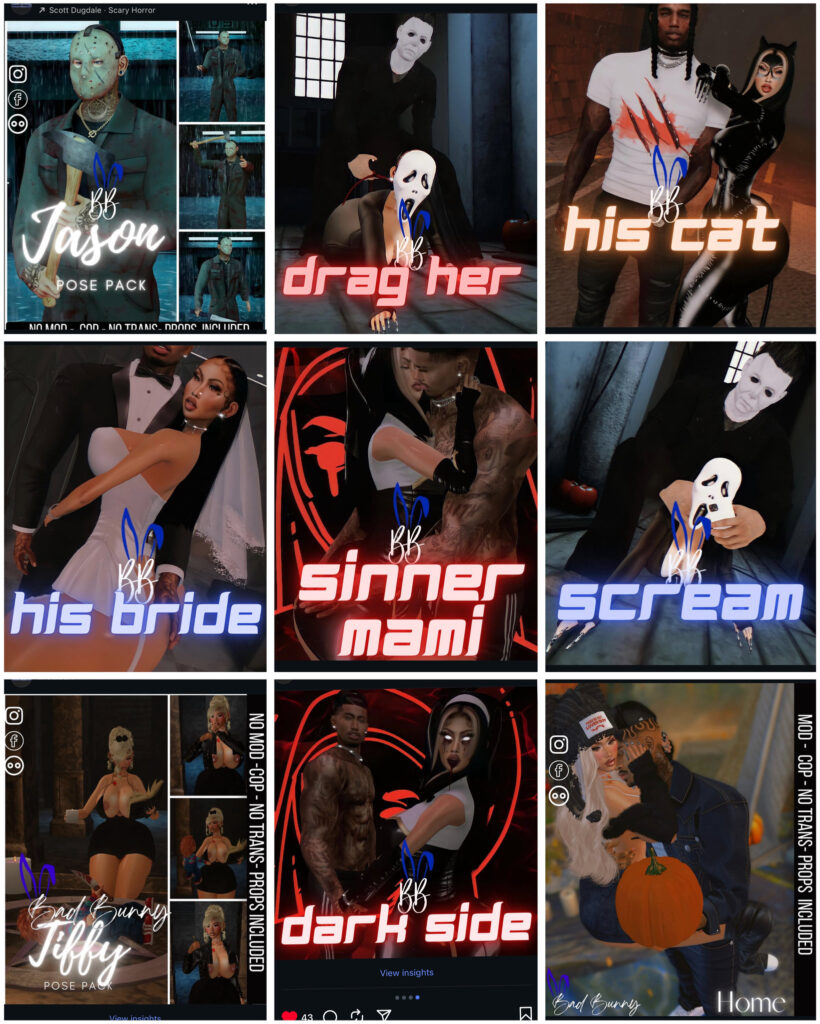 Various Halloween Singles &amp; Couple Poses	&lt;a href=&quot;http://maps.secondlife.com/secondlife/Marquises%20Island/77/79/1193&quot; target=&quot;_blank&quot;&gt;Teleport&lt;/a&gt;