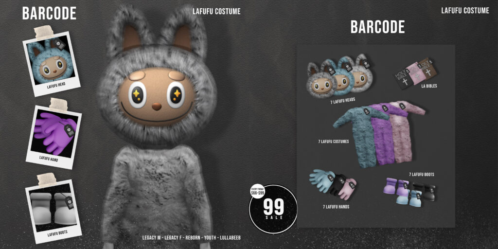 Lafufu Costume - Legacy F+M/Lullabeeb/Reborn/Youth	&lt;a href=&quot;http://maps.secondlife.com/secondlife/Flora/202/155/45&quot; target=&quot;_blank&quot;&gt;Teleport&lt;/a&gt;