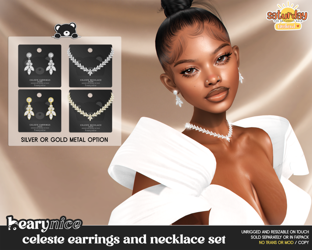 Celeste Jewelry Set	&lt;a href=&quot;http://maps.secondlife.com/secondlife/Infinite%20Forest/159/7/1999&quot; target=&quot;_blank&quot;&gt;Teleport&lt;/a&gt;
