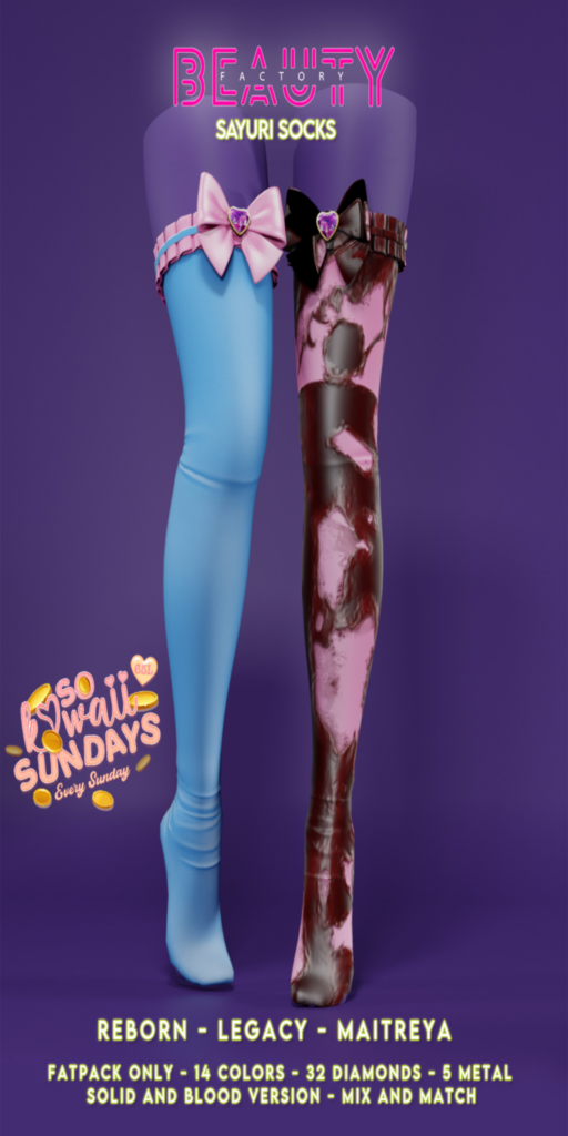 Sayuri Socks - Legacy/Maitreya/Reborn	&lt;a href=&quot;http://maps.secondlife.com/secondlife/Beauty%20Factory/44/128/22&quot; target=&quot;_blank&quot;&gt;Teleport&lt;/a&gt;