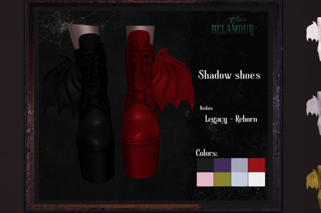 Shadow Shoes - Legacy/Reborn, L$150 each/L$900 FP