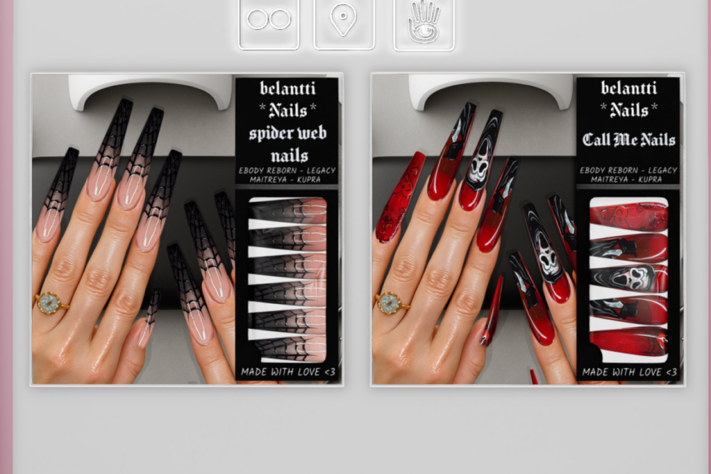Spider Web Nails - Inithium/Legacy/MaitreyaX/Reborn, L$180 | Call Me Nails - Inithium/Legacy/MaitreyaX/Reborn, L$180