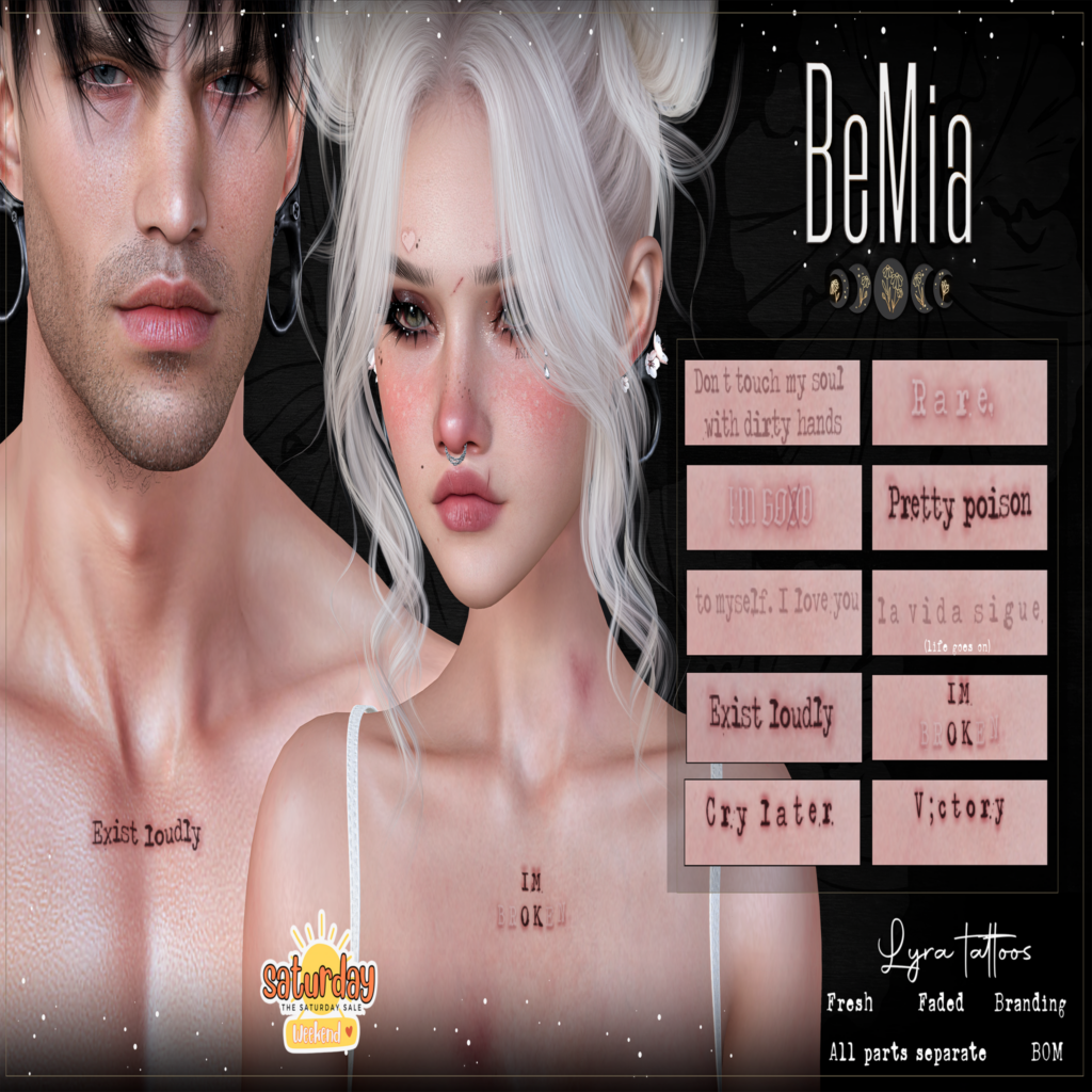 Lyra Tattoo - BOM	&lt;a href=&quot;https://maps.secondlife.com/secondlife/Rosehaven/217/120/2501&quot; target=&quot;_blank&quot;&gt;Teleport&lt;/a&gt;