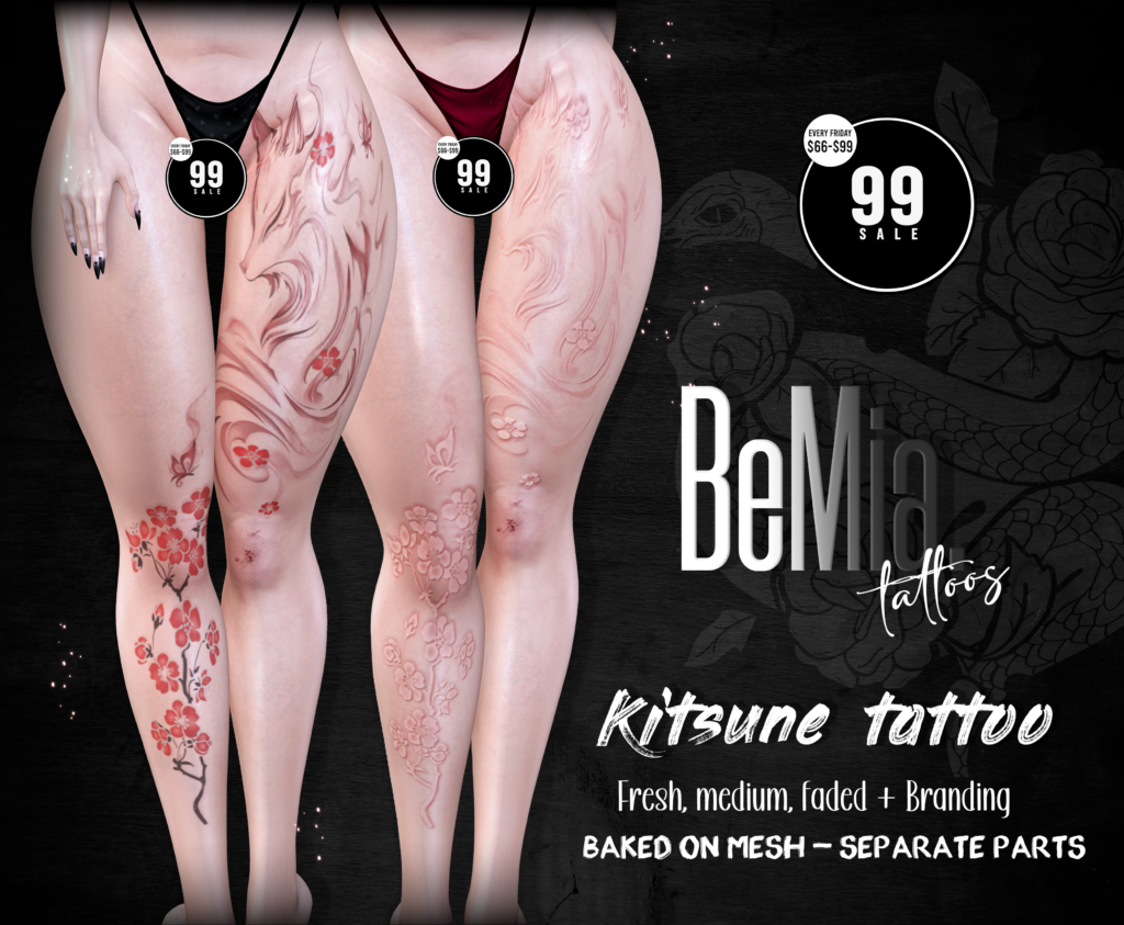 Kitsune Tattoo - BOM	&lt;a href=&quot;http://maps.secondlife.com/secondlife/Rosehaven/218/121/2501&quot; target=&quot;_blank&quot;&gt;Teleport&lt;/a&gt;