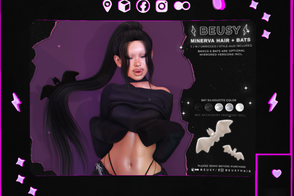 Minerva Hair + Bats, L$399