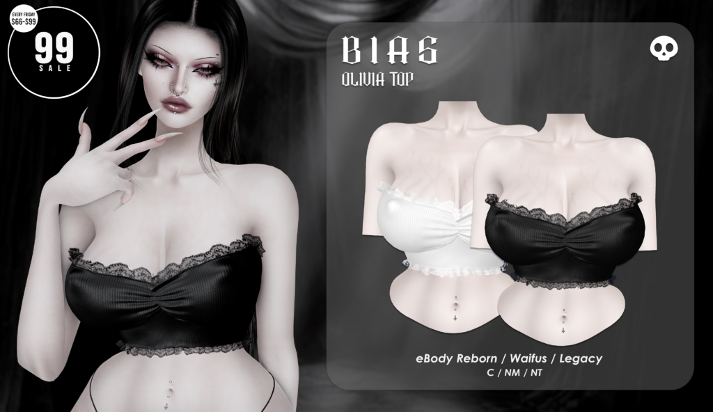 Olivia Top - Legacy/Reborn/+mods	&lt;a href=&quot;http://maps.secondlife.com/secondlife/Phoenix%20Paradise/67/84/1580&quot; target=&quot;_blank&quot;&gt;Teleport&lt;/a&gt;