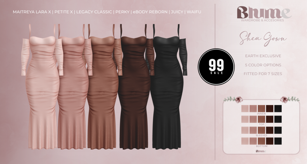 Shea Gown Earth - Legacy/MaitreyaX/Reborn/+mods	&lt;a href=&quot;http://maps.secondlife.com/secondlife/Bruschetta/149/42/1301&quot; target=&quot;_blank&quot;&gt;Teleport&lt;/a&gt;