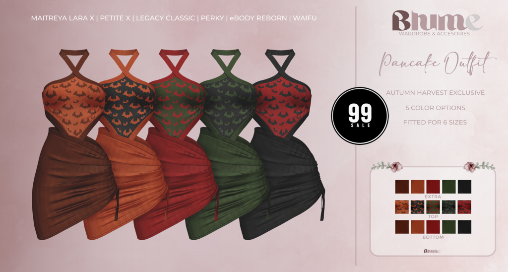 Pancake Outfit Autumn Harvest - Legacy/MaitreyaX/Reborn/+mods	&lt;a href=&quot;http://maps.secondlife.com/secondlife/Bruschetta/148/41/1301&quot; target=&quot;_blank&quot;&gt;Teleport&lt;/a&gt;