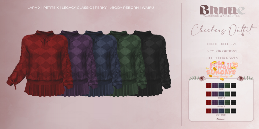 Checkers Outfit - Legacy/MaitreyaX/Reborn/+mods	&lt;a href=&quot;http://maps.secondlife.com/secondlife/Bruschetta/149/47/1301&quot; target=&quot;_blank&quot;&gt;Teleport&lt;/a&gt;
