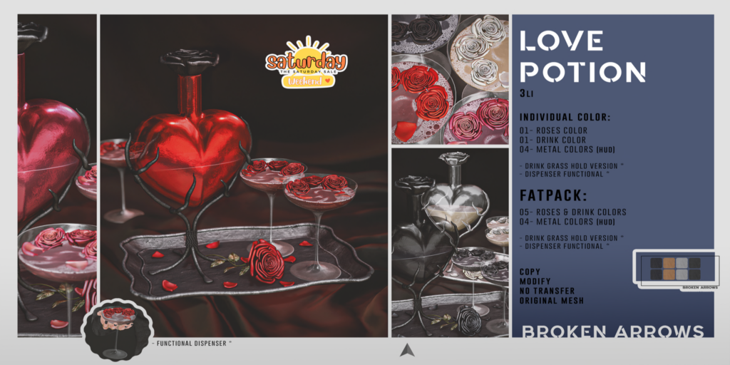 Love Potion Decor Set &amp; Holdables	&lt;a href=&quot;http://maps.secondlife.com/secondlife/AM%20corporate/91/81/1508&quot; target=&quot;_blank&quot;&gt;Teleport&lt;/a&gt;