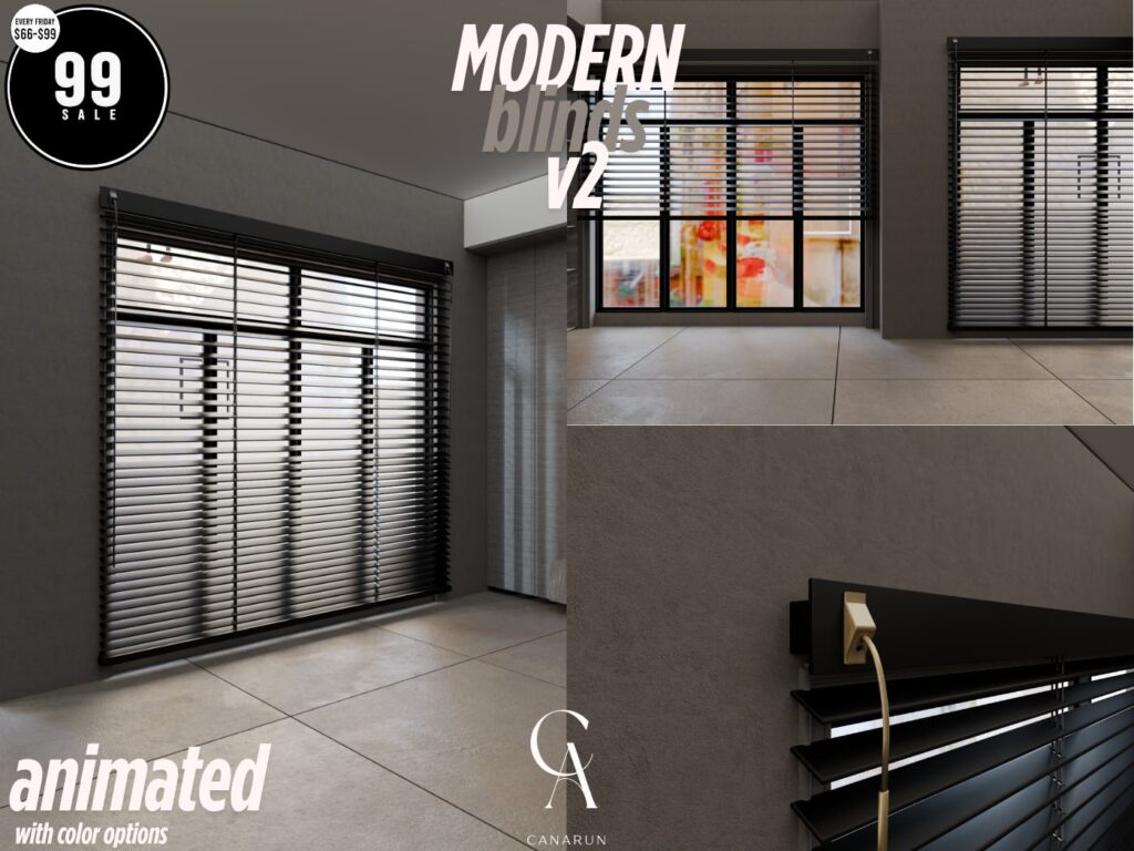 Modern Blinds V2	&lt;a href=&quot;http://maps.secondlife.com/secondlife/Canarun/241/130/24&quot; target=&quot;_blank&quot;&gt;Teleport&lt;/a&gt;