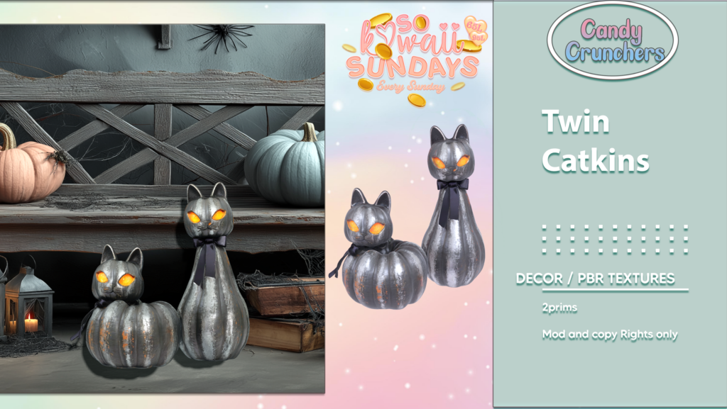 Twin Catkins Decor	&lt;a href=&quot;http://maps.secondlife.com/secondlife/New%20Days/217/185/2001&quot; target=&quot;_blank&quot;&gt;Teleport&lt;/a&gt;