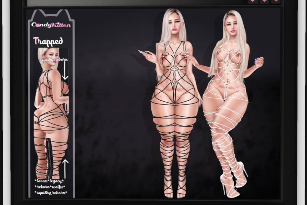 Trapped Dress - Legacy/MaitreyaX/Reborn/+mods, L$310 each/L$1250 FP | Trapped Heels - Legacy/MaitreyaX/Reborn/+mods, L$550