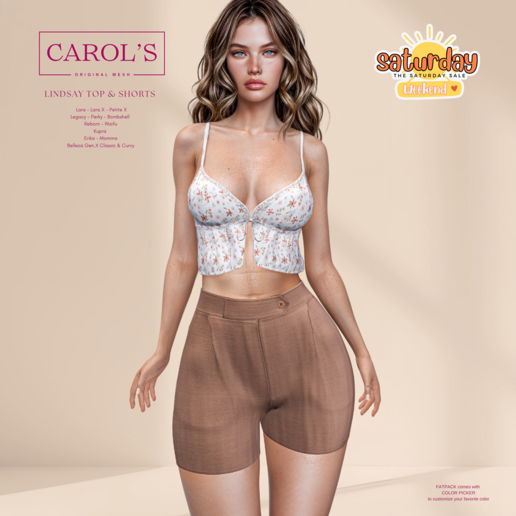 Lindsay Top &amp; Shorts - Erika/GenX/Inithium/Legacy/Maitreya/Persephone/Reborn/+mods	&lt;a href=&quot;http://maps.secondlife.com/secondlife/Nadezhda/135/131/23&quot; target=&quot;_blank&quot;&gt;Teleport&lt;/a&gt;