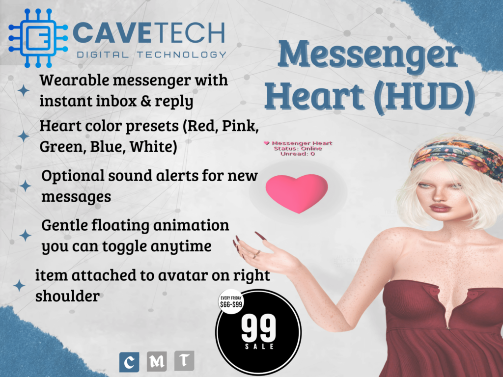 Messenger Heart	&lt;a href=&quot;http://maps.secondlife.com/secondlife/Bekkers/85/98/1505&quot; target=&quot;_blank&quot;&gt;Teleport&lt;/a&gt;