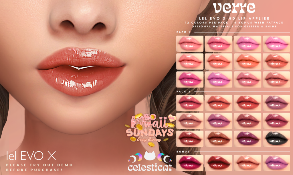 Verre Lipstick - EvoX	&lt;a href=&quot;http://maps.secondlife.com/secondlife/Oni/161/94/3&quot; target=&quot;_blank&quot;&gt;Teleport&lt;/a&gt;