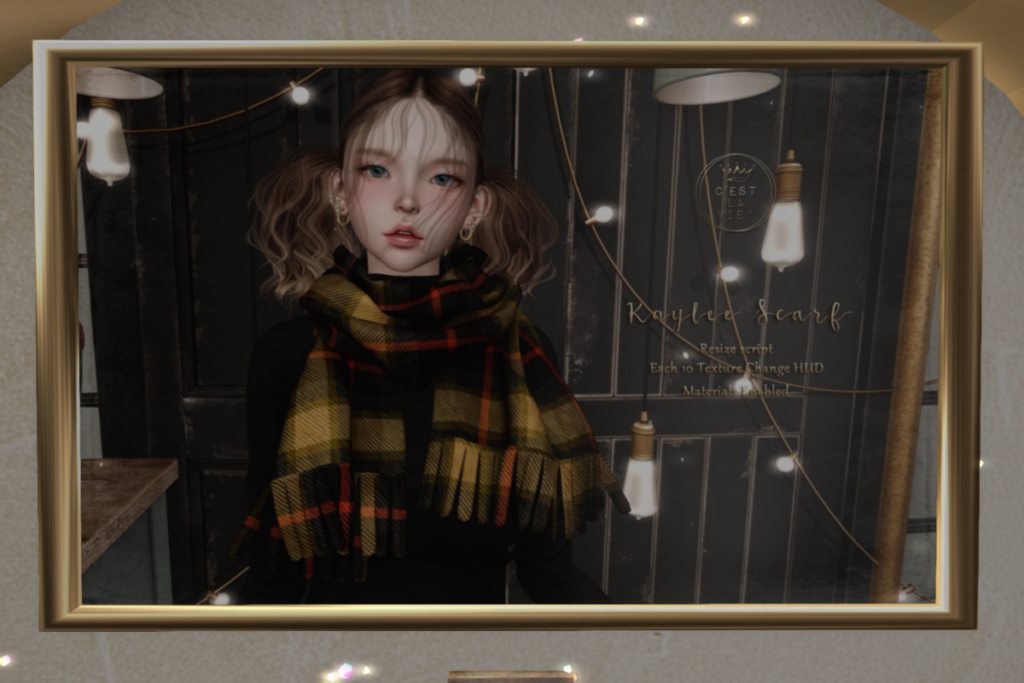 Kaylee Scarf	&lt;a href=&quot;http://maps.secondlife.com/secondlife/Harlman/188/18/52&quot; target=&quot;_blank&quot;&gt;Teleport&lt;/a&gt;