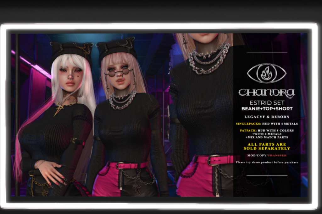 Estrid Beanie, Top, &amp; Short - Legacy/Reborn, L$250 each/L$1500 each FP/L$3500 MP