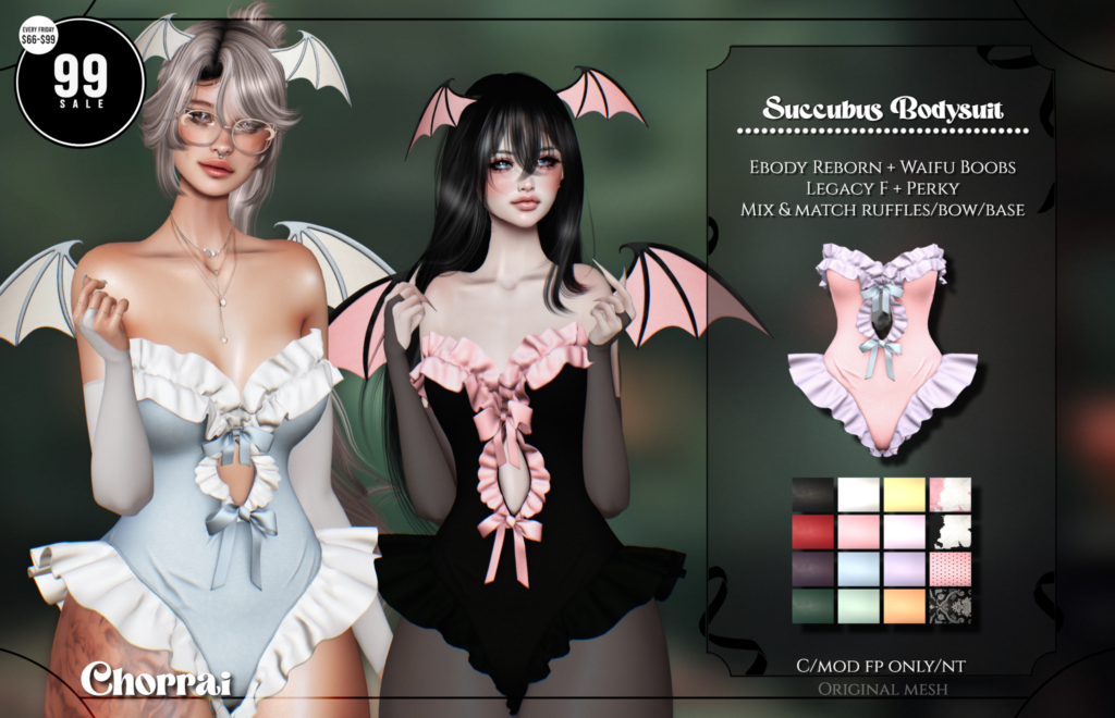 Succubus Bodysuit - Legacy/Reborn/+mods	&lt;a href=&quot;http://maps.secondlife.com/secondlife/Realm/206/79/3334&quot; target=&quot;_blank&quot;&gt;Teleport&lt;/a&gt;