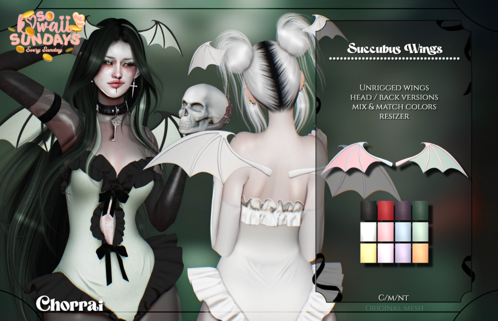 Succubus Wings Accessory	&lt;a href=&quot;http://maps.secondlife.com/secondlife/Realm/206/79/3334&quot; target=&quot;_blank&quot;&gt;Teleport&lt;/a&gt;