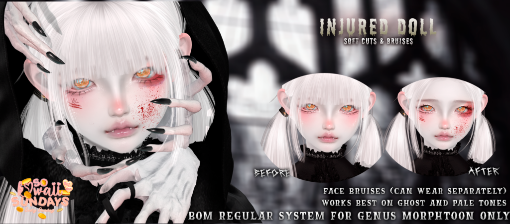 Injured Doll Soft Cuts &amp; Bruises - Genus MorphToon	&lt;a href=&quot;http://maps.secondlife.com/secondlife/Hashira/58/165/2&quot; target=&quot;_blank&quot;&gt;Teleport&lt;/a&gt;